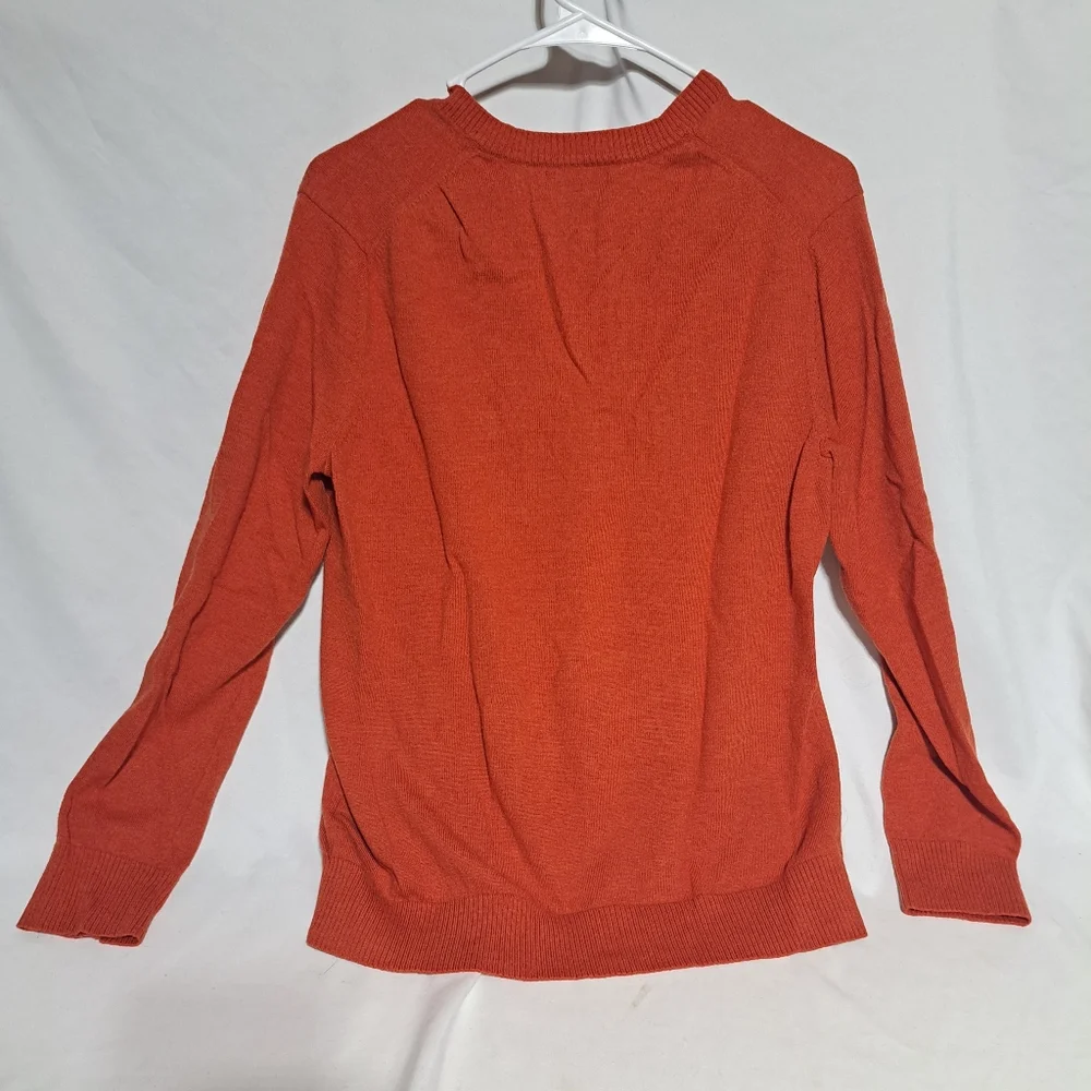 Banana‎ Republic Sweater V Neck Mens Large Pullover Orange Solid Casual Cotton